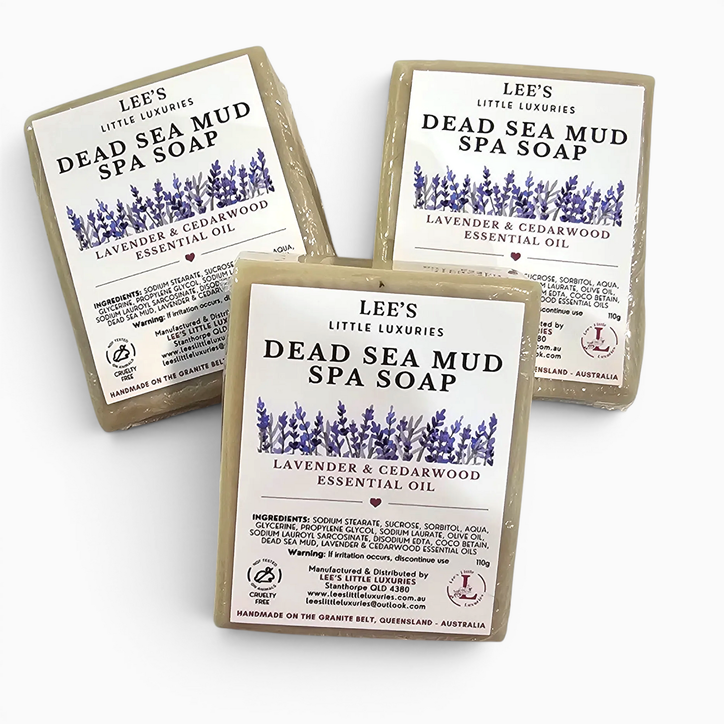 Dead Sea Mud Spa Soap handcrafted with lavender and cedarwood essential oils