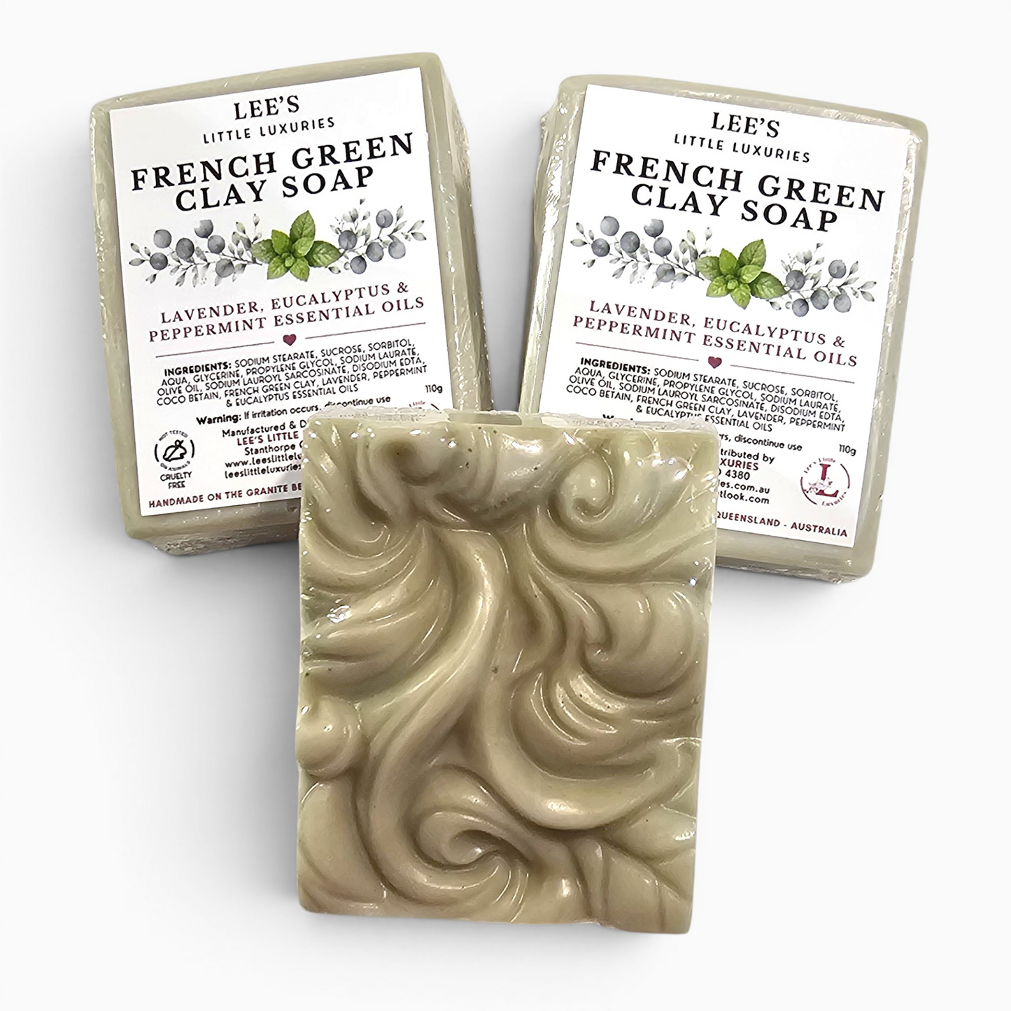 Handmade Green French Clay Spa Soap by Lee's Little Luxuries