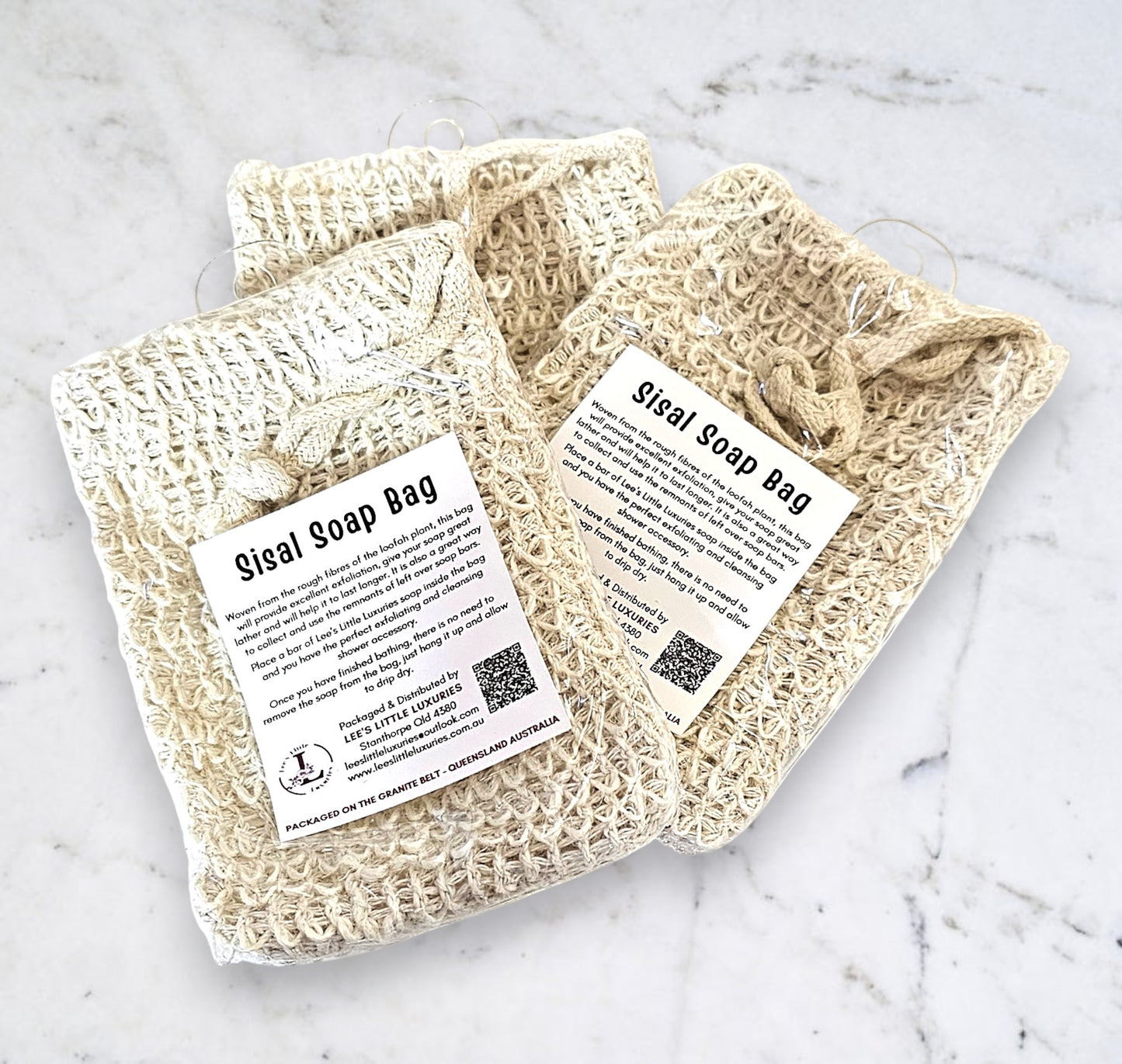 Natural sisal soap saver bag for exfoliating and storing soap