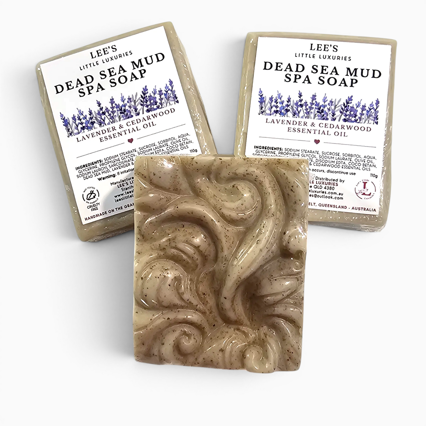 Dead Sea Mud Spa Soap handcrafted with lavender and cedarwood essential oils