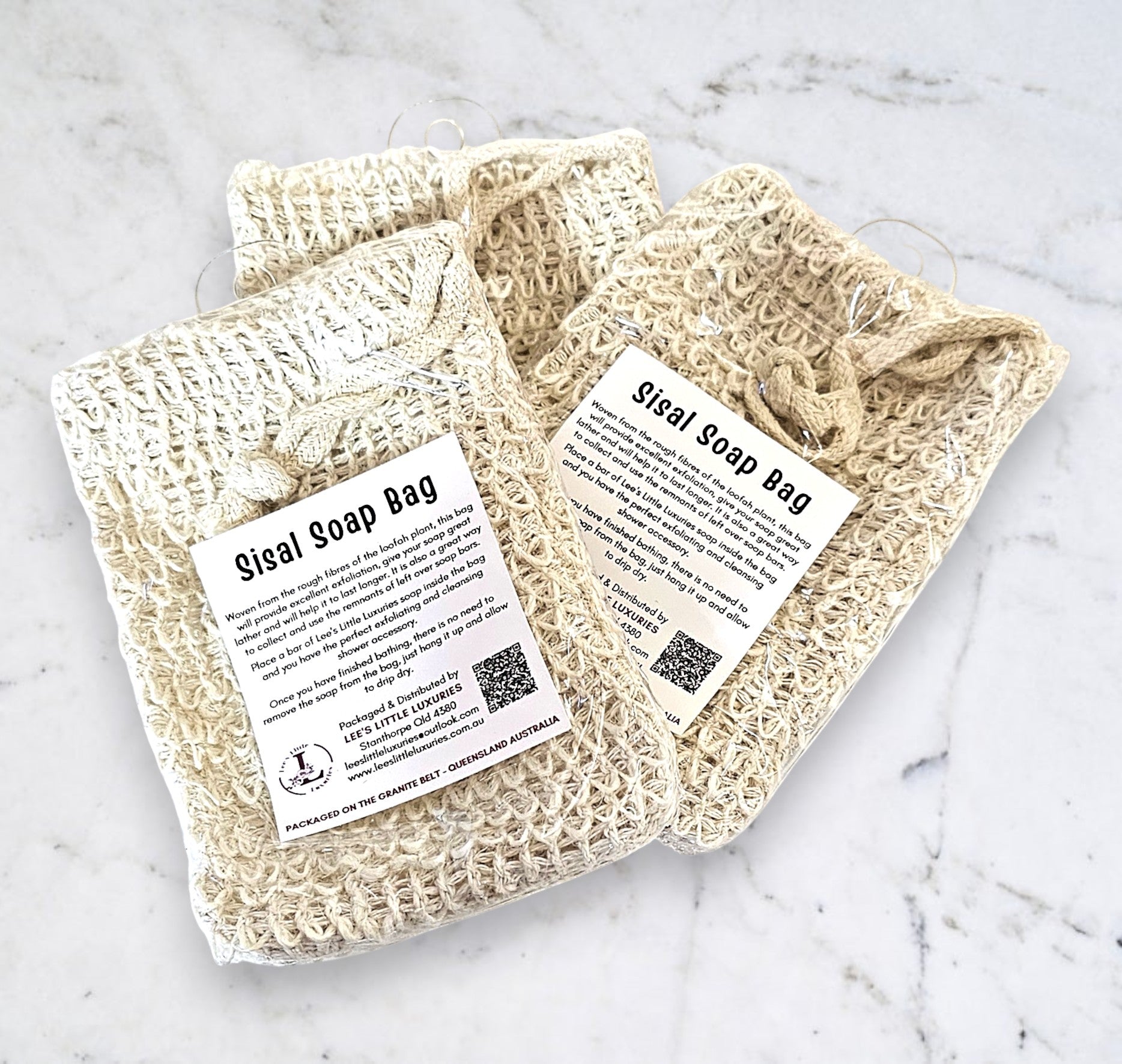 Natural sisal soap saver bag for exfoliating and storing soap